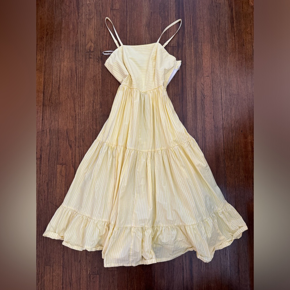 Yellow striped J. Crew dress with pockets